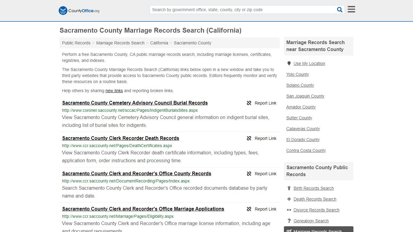 Sacramento County Marriage Records Search (California) - County Office