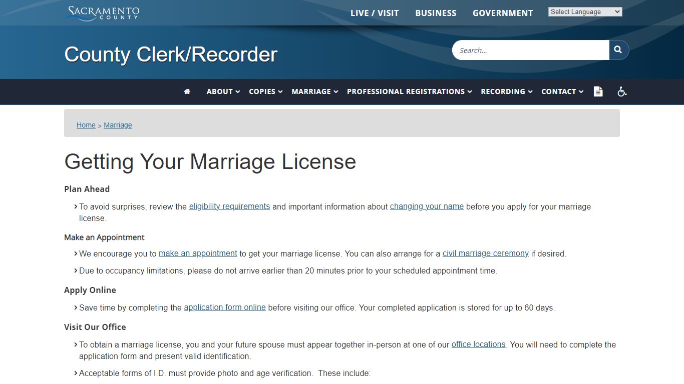 Getting Your Marriage License - Sacramento County, California